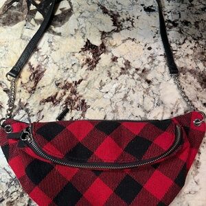 Talbots Red and Black Plaid Crossbody Bag